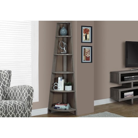 Gfancy Fixtures 72 in. Dark Taupe Particle Board, Laminate & MDF Corner Bookshelf GF3699919